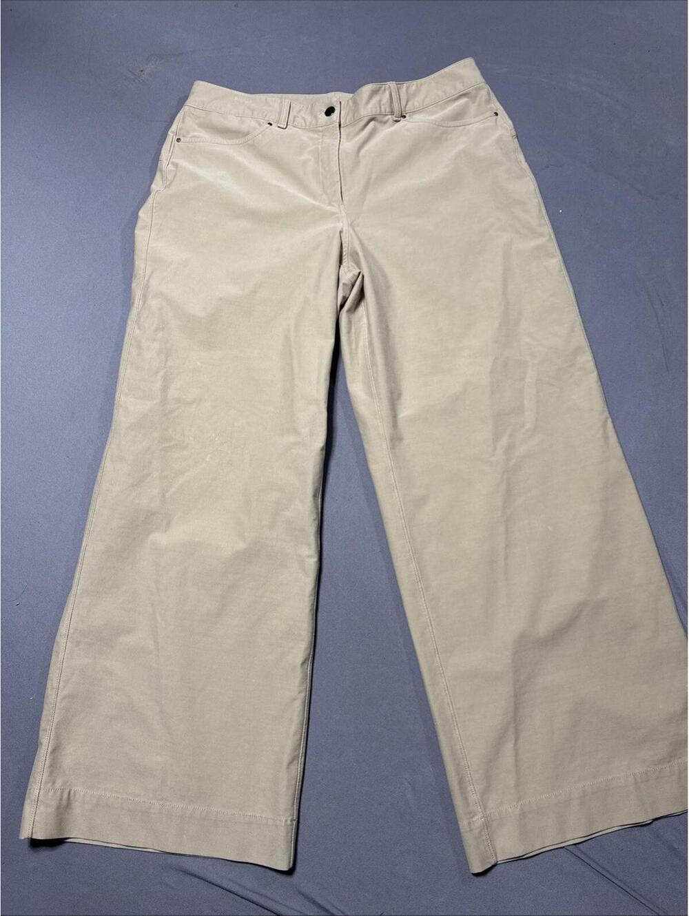 Lululemon Pants Womens 33 City Sleek Wide Leg 5 Pocket Beige LW5ENJS